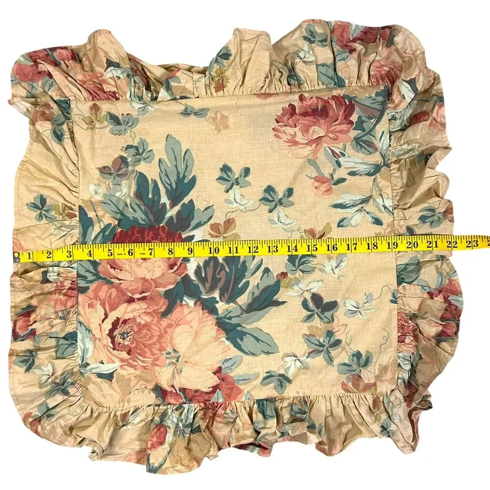 Ralph Lauren Pillow Sham Elsa Grasslands Cover Ruffled Floral Standard Square